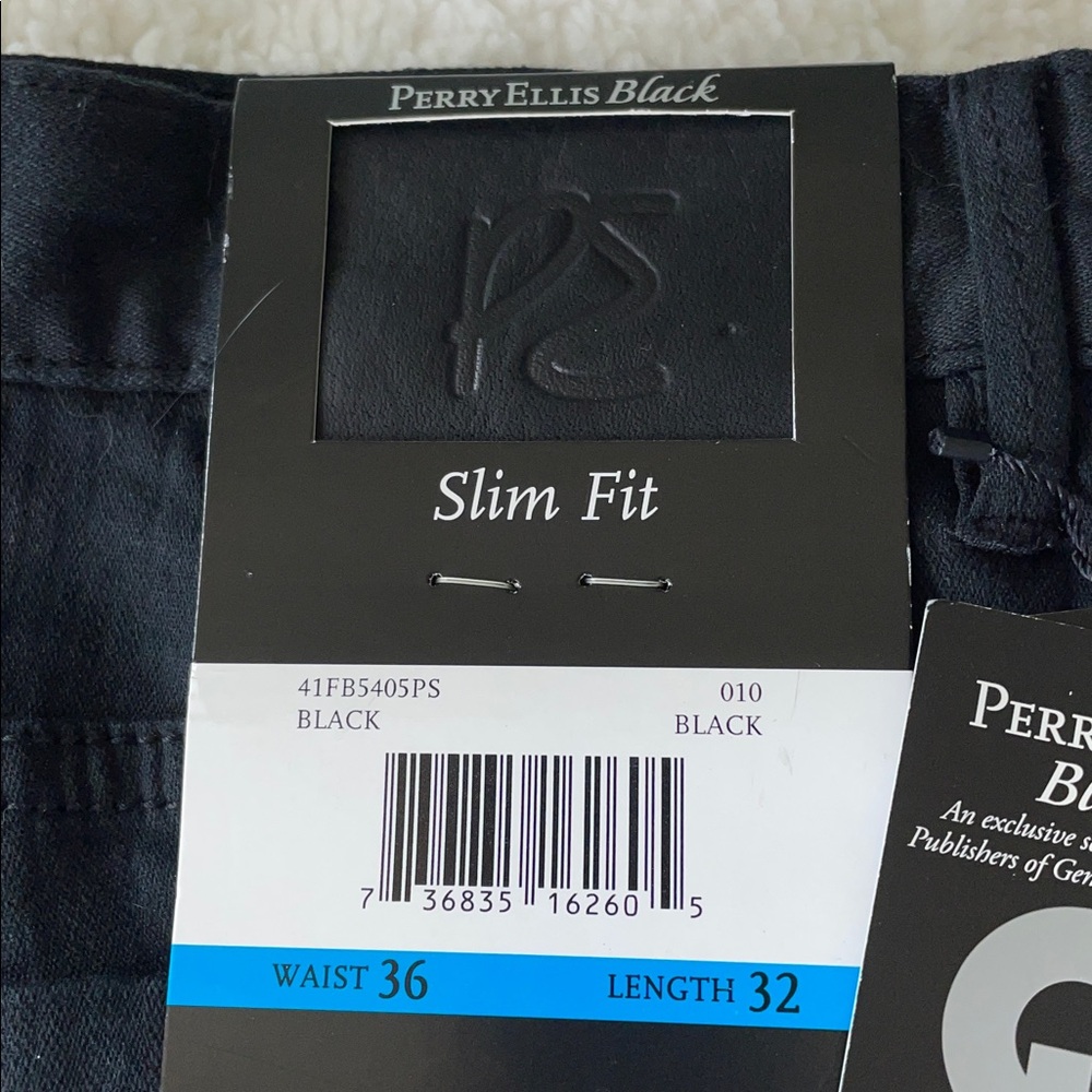NWT Perry Ellis Slim Fit Black Men's Jeans.  36x32. - Picture 2 of 13